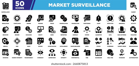 Market Surveillance Icon Sheet Glyph Black