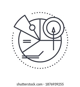 Market target icon, linear isolated illustration, thin line vector, web design sign, outline concept symbol with editable stroke on white background.