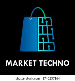 Market techno logo design template illustration