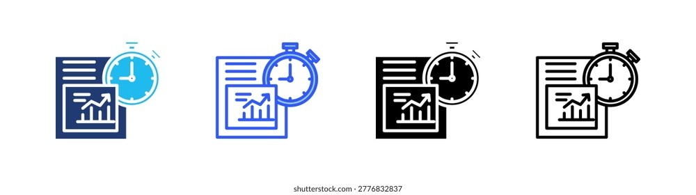Market Timing Multiple Style Icon Set Collection Pack Web Banner Vector