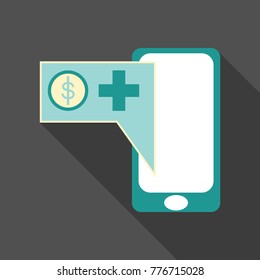 Market trend analysis on smartphone with graphs in isometric flat design style on colored background, vector infographic, eps10.