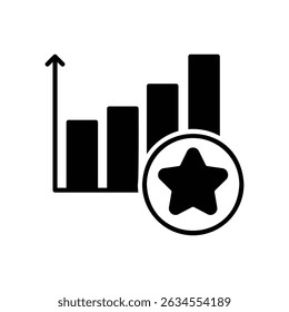 Market trend icon with bar chart and stars
