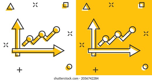 Market trend icon in comic style. Financial growth cartoon vector illustration on white isolated background. Increase splash effect business concept.