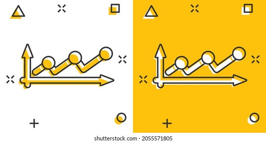 Market trend icon in comic style. Financial growth cartoon vector illustration on white isolated background. Increase splash effect business concept.