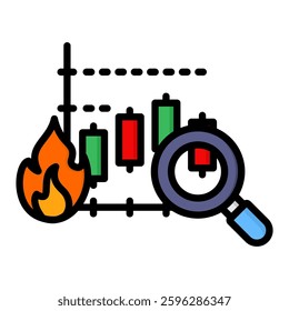 Market Trend Icon in Flat Color Style With Outline. Simple Vector Design. Simple Vector Flat Icon