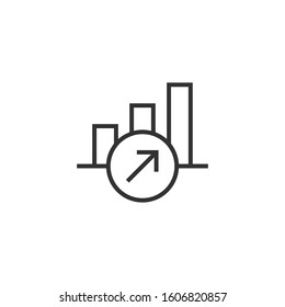 Market trend icon in flat style. Growth arrow with magnifier vector illustration on white isolated background. Increase business concept.