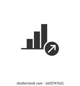 Market trend icon in flat style. Growth arrow with magnifier vector illustration on white isolated background. Increase business concept.