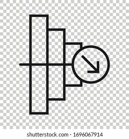 Market trend icon in flat style. Decline arrow with magnifier vector illustration on white isolated background. Decrease business concept.