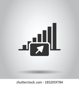 Market trend icon in flat style. Growth arrow with magnifier vector illustration on white isolated background. Increase business concept.