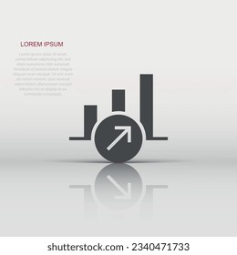 Market trend icon in flat style. Growth arrow with magnifier vector illustration on white isolated background. Increase business concept.