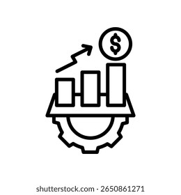 Ilustración vectorial de línea de icono de tendencia de mercado