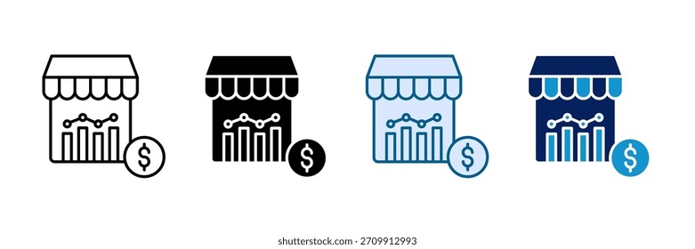 Icono de tendencia de mercado conjunto de múltiples estilos de Colección
