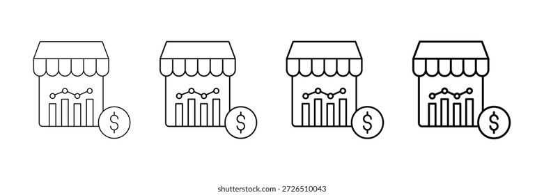 Vector de los iconos de la tendencia del mercado fijado en diverso estilo de la línea del trazo
