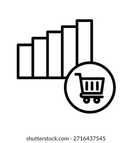 Ilustración vectorial de iconos de esquema de tendencia de mercado