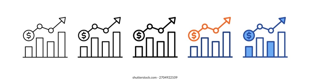 Tendencias del mercado Diferentes Conjunto de Vector Icono