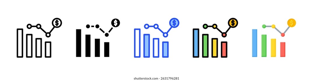 Coleção de Ícones de Tendências de Mercado com Vários Estilos