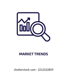 Market Trends Icon From Cryptocurrency Collection. Thin Linear Market Trends, Graph, Business Outline Icon Isolated On White Background. Line Vector Market Trends Sign, Symbol For Web And Mobile