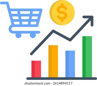 Market Trends Icon Flat Vector Illustration