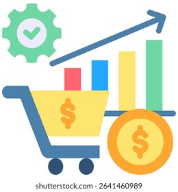 Market Trends Icon Flat Vector Illustration