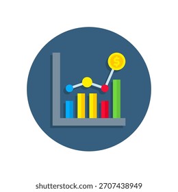 Ilustración vectorial plana del icono de las tendencias del mercado
