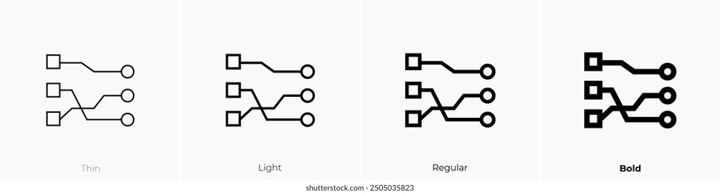market trends icon. Thin, Light Regular And Bold style design isolated on white background