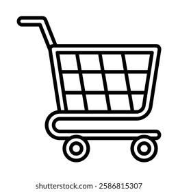 Market Trolley Vector Line Icon Design