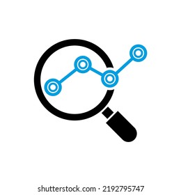 market uptrend chart with magnifying glass