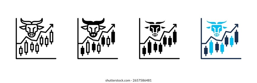 Coleção de vários estilos de folha de ícone de Uptrend do Mercado