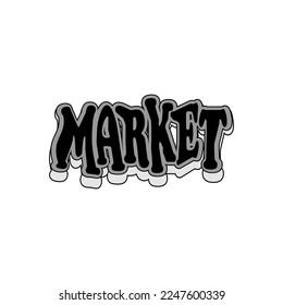 Market V45 Typography Patch Streetwear, Urban Design Black Colors Patch Commercial Use