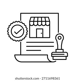 Market Validation Icon. Document with Checkmark and AI Chip. Validating Business Ideas and Products Through Market Testing and Data-Driven Insights. Vector Icon.