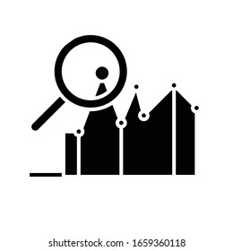 Market valuation black icon, concept illustration, vector flat symbol, glyph sign.