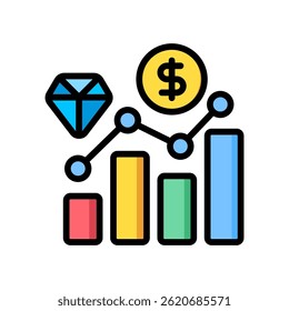 Market Value Icon Lineal Color Vector Illustration
