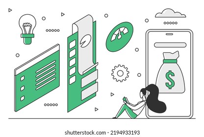 Market variables analysis. Quantitative and qualitative assessment, forecasting plan vector monocolor illustration