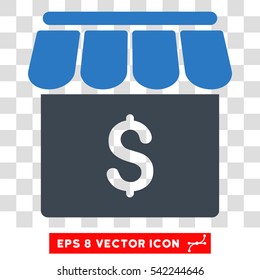 Market vector icon. Image style is a flat smooth blue iconic symbol.