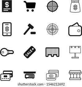 market vector icon set such as: aim, instrument, ticket, tool, mark, compare, key, innocence, placard, advert, poster, balance, template, campaign, secret, city, transfer, special, trolley, weigher