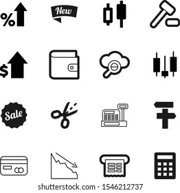 market vector icon set such as: growing, decline, diagram, plastic, down, directional, modern, up, decrease, logo, mark, credit, information, saving, explore, judge, act, message, till, commercial