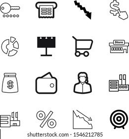 market vector icon set such as: information, phone, sack, percent, cart, save, placard, communication, card, group, circle, calculation, negative, game, click, percentage, sales, debt, advertise