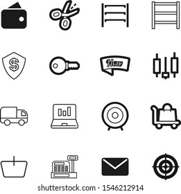 market vector icon set such as: address, grip, stock, coupon, free, promotion, technology, package, logo, defend, fast, efficient, growth, cutting, lorry, icons, advantage, card, consumerism, stick