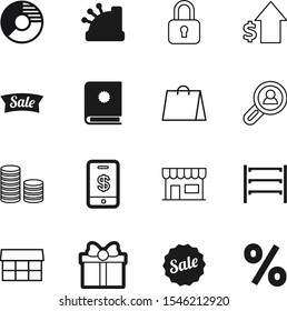 market vector icon set such as: view, smartphone, group, interior, logistic, catalogue, apple, page, eco, round, birthday, merchandise, grocery, door, stall, stand, communication, lock, education