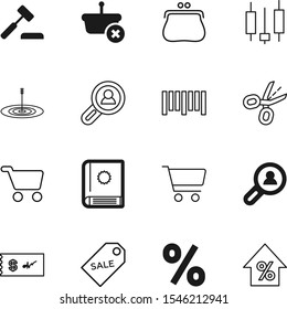 market vector icon set such as: box, catalogue, strategy, hammer, color, wallet, handbook, center, pouch, dollar, barcode, solution, customer, text, code, accurate, credit, judgment, shape, dart