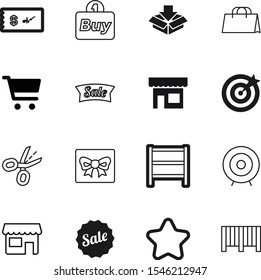 market vector icon set such as: credit, one, eco, code, financial, coupon, delivery, facade, giftbox, pack, system, wealth, party, warehouse, good, door, trolley, packaging, dart, blank, donation