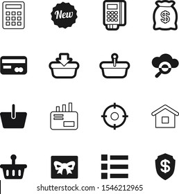 market vector icon set such as: email, investment, gray, holiday, center, new, house, calculate, wealth, drop, debt, giftbox, dropdown, special, day, guard, paying, challenge, pin, postage, office