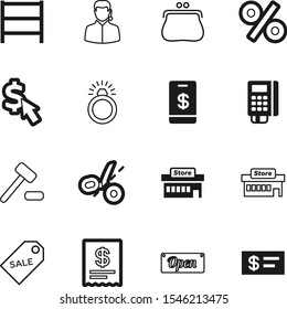 market vector icon set such as: expensive, luxury, sell, buy, reader, pos, round, closed, funding, fashion, guilt, grocery, click, receipt, face, shelve, apple, wife, online, pen, jewel, cheque