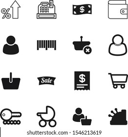 market vector icon set such as: pram, arrow, trend, trolley, stack, baby, offer, unlock, born, receipt, card, growth, toddler, key, password, percentage, rich, document, set, purse, icons, equipment