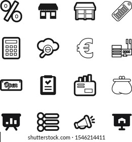 market vector icon set such as: restaurant, economic, wireless, card, accounting, loudspeaker, mail, cloud, rich, savings, wallet, glass, location, information, mathematics, payment, discount