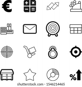 market vector icon set such as: packaging, report, percentage, interest, exterior, clip, stall, banking, percent, storefront, tent, opportunity, precious, email, letter, progress, trolley, pie