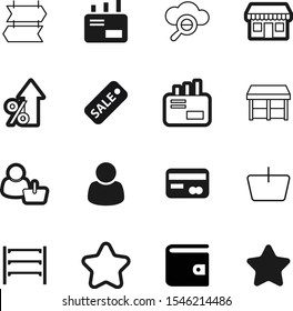market vector icon set such as: cafe, shelves, bag, look, view, front, point, shelving, percent, coupon, sticker, search, label, glass, window, advertising, promotion, guidance, payment, growing
