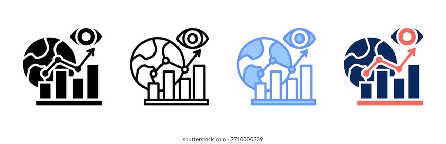 Conjunto de iconos de Market Vision colección de estilos múltiples