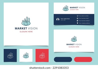 Market vision logo design with editable slogan. Branding book and business card template.