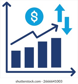 Volatilidad del mercado Flat Blue Icon Ilustración vectorial